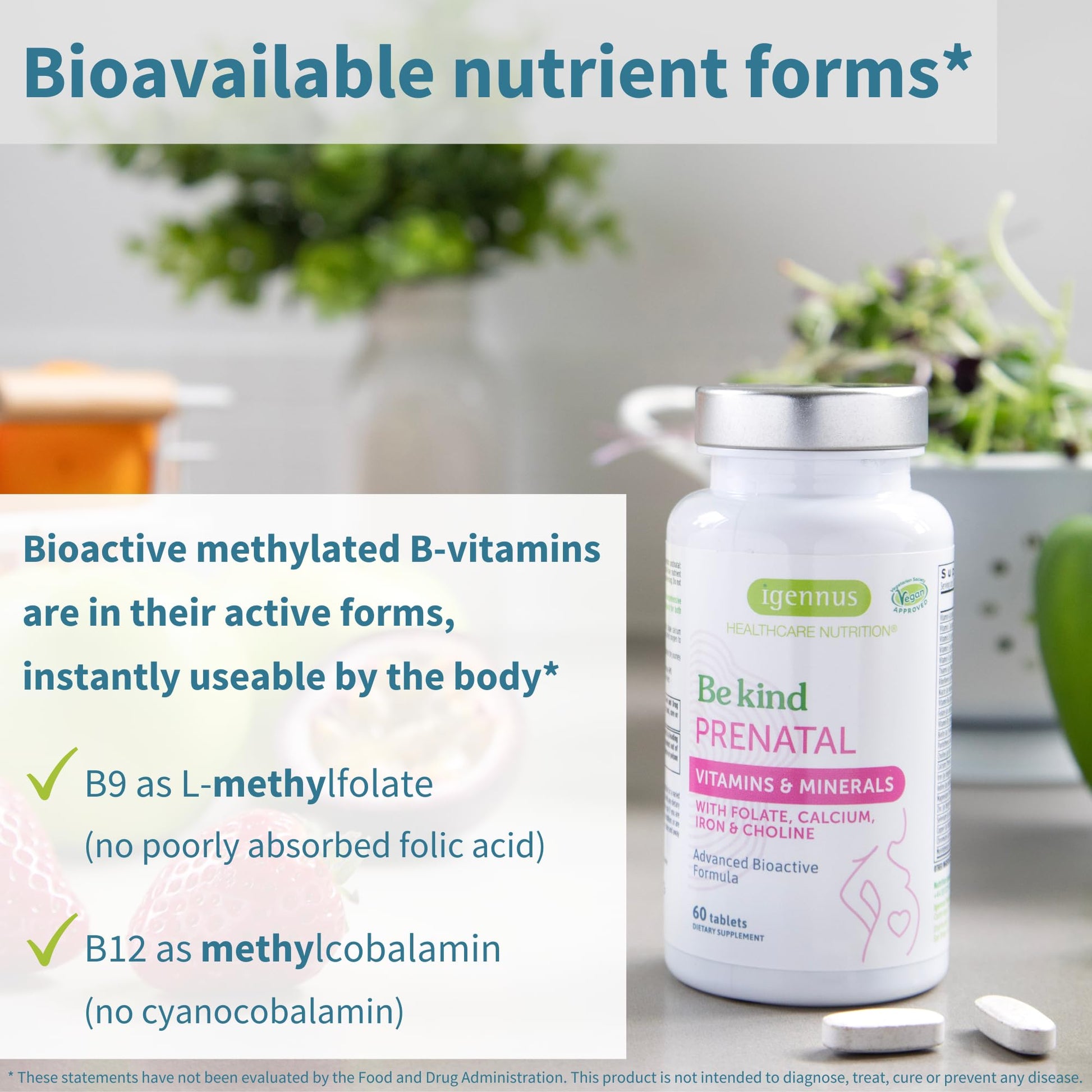 Comprimidos de multivitaminas prenatales Igennus alta absorción