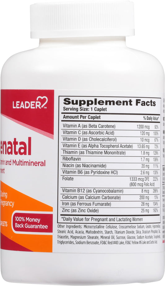 Comprimidos vitaminicos prenatales Leader para embarazo