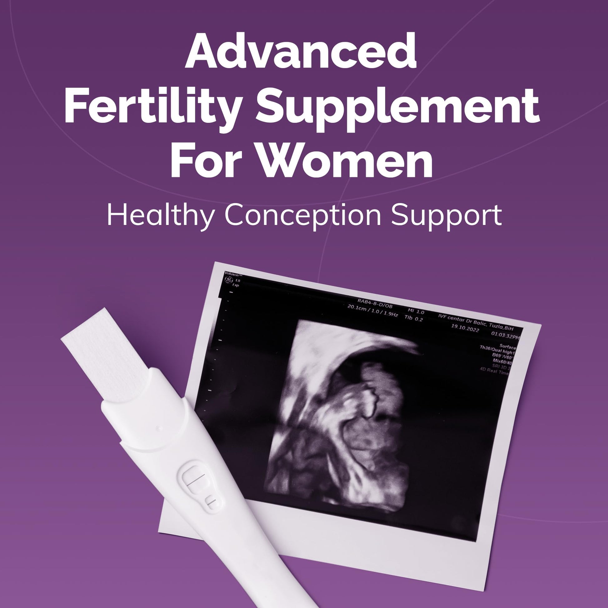 Frasco suplemento Conceive Plus fertilidad femenina para regular ciclos ovulación