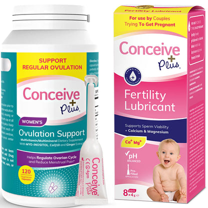 Conceive Plus lubricante fertilidad 8 aplicadores y suplemento 120 cápsulas