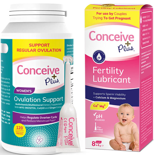 Conceive Plus lubricante fertilidad 8 aplicadores y suplemento 120 cápsulas