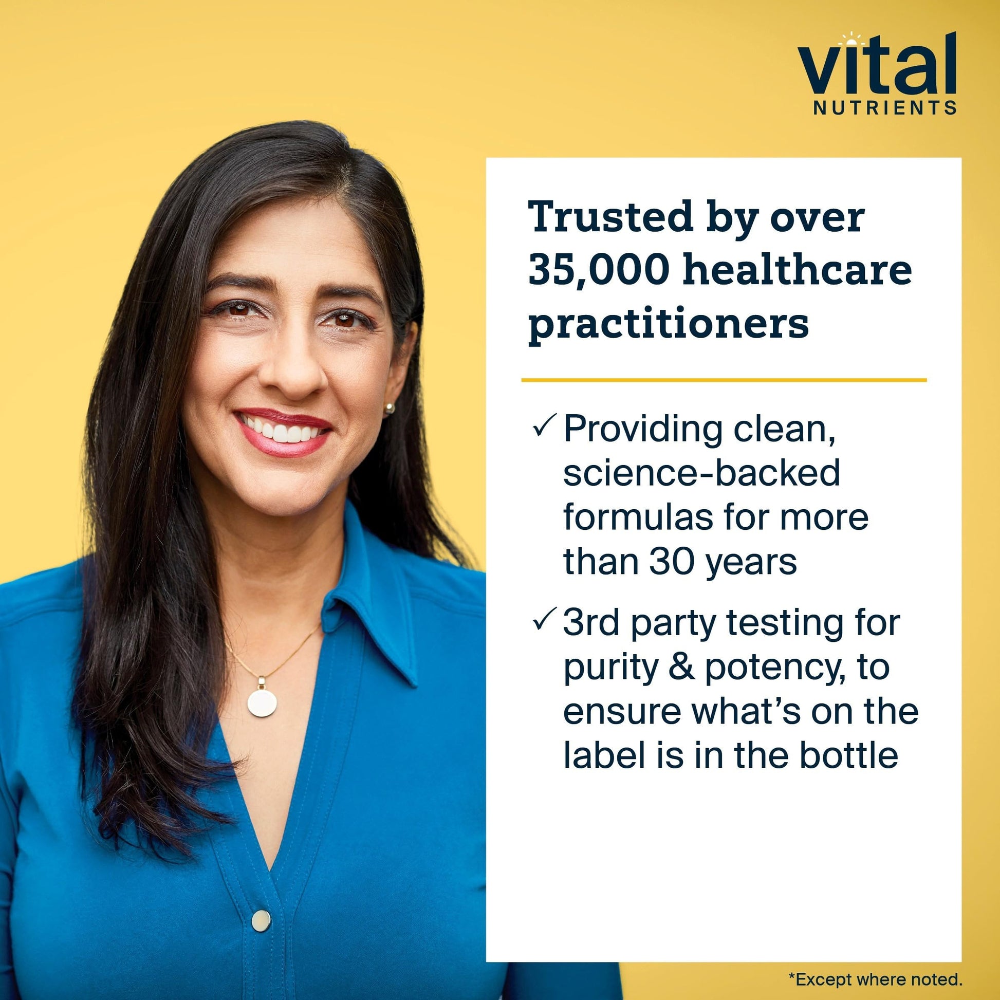 Confianza de profesionales de salud en Vital Nutrients.