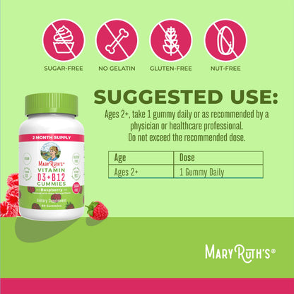 Conjunto gomitas vitamina D y B12 MaryRuth Organics sin azúcar