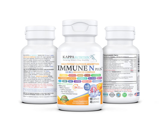 Contenido cápsulas Immune N Plus 15 en 1 sobre fondo blanco