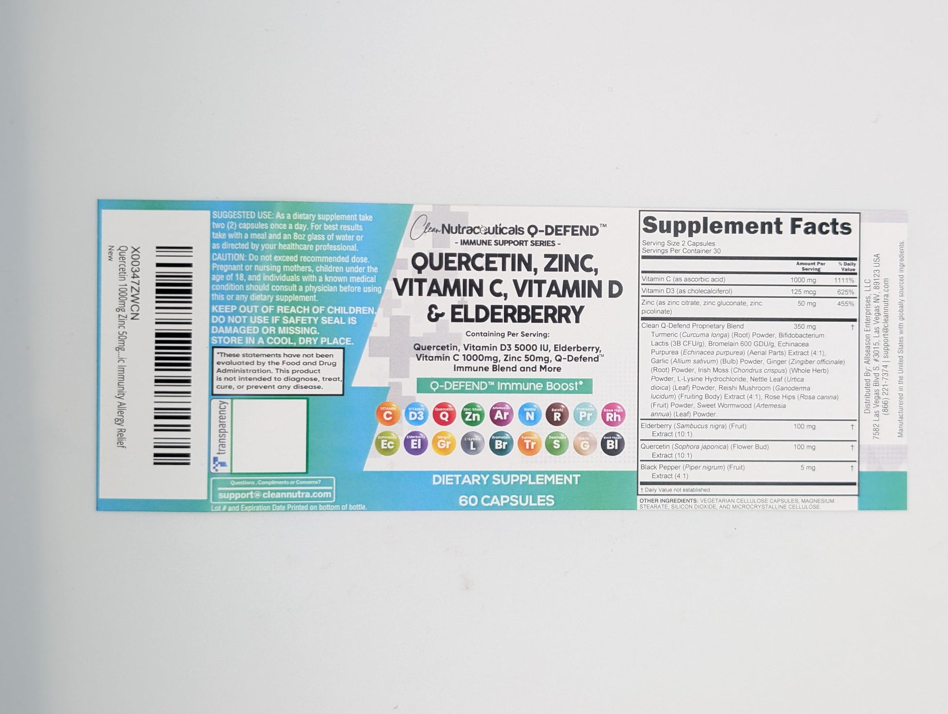 Contenido cápsulas suplemento inmunidad Clean Nutraceuticals