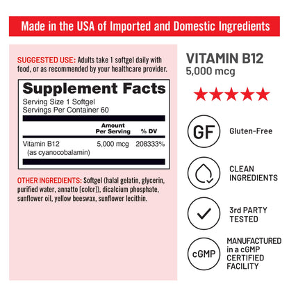 Contenido de cápsulas vitamina B12 NatureWise para energía y mente