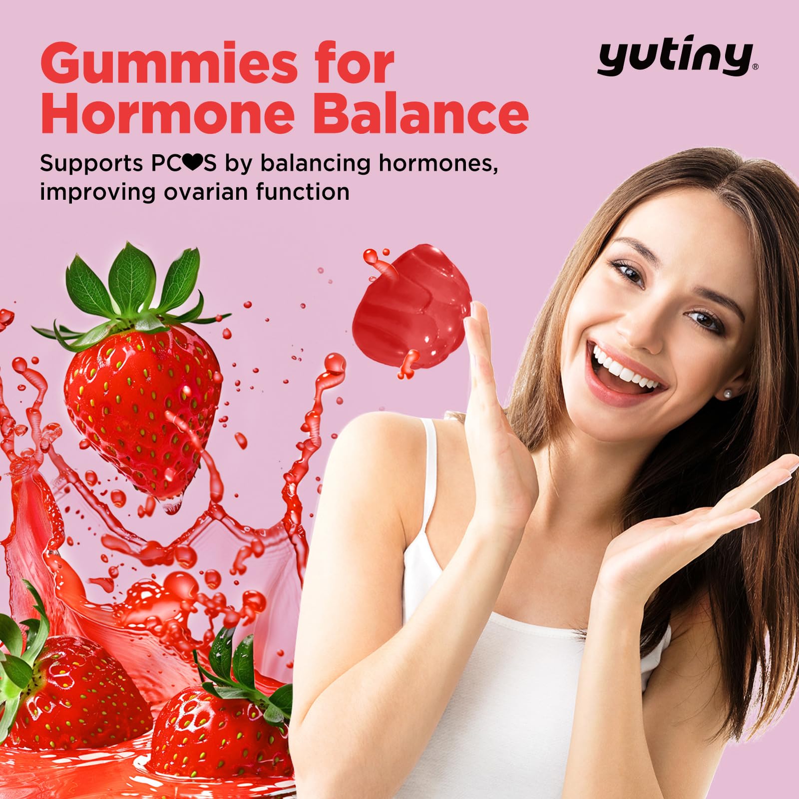 Contenido gomitas Yutiny myo inositol 60 unidades sabor fresa