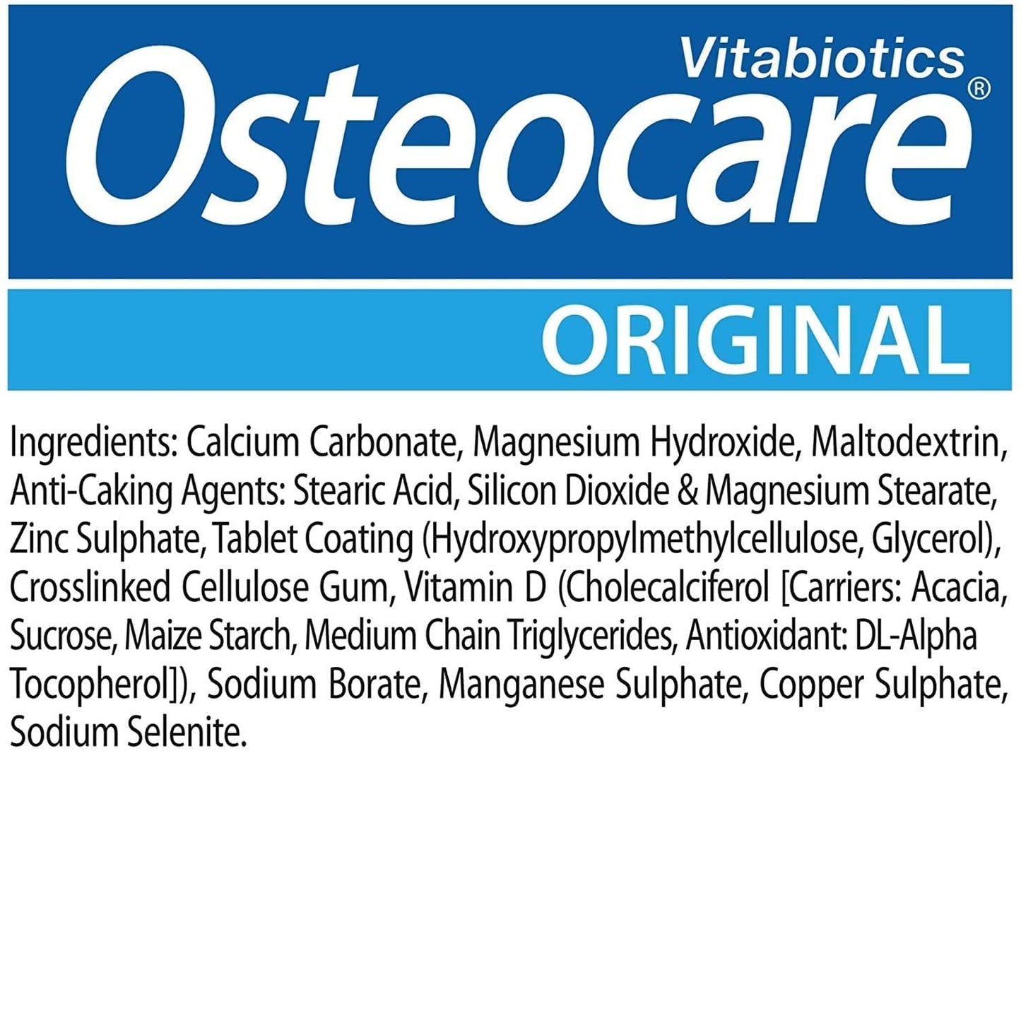 Contenido de Ingredientes Suplemento Osteocare