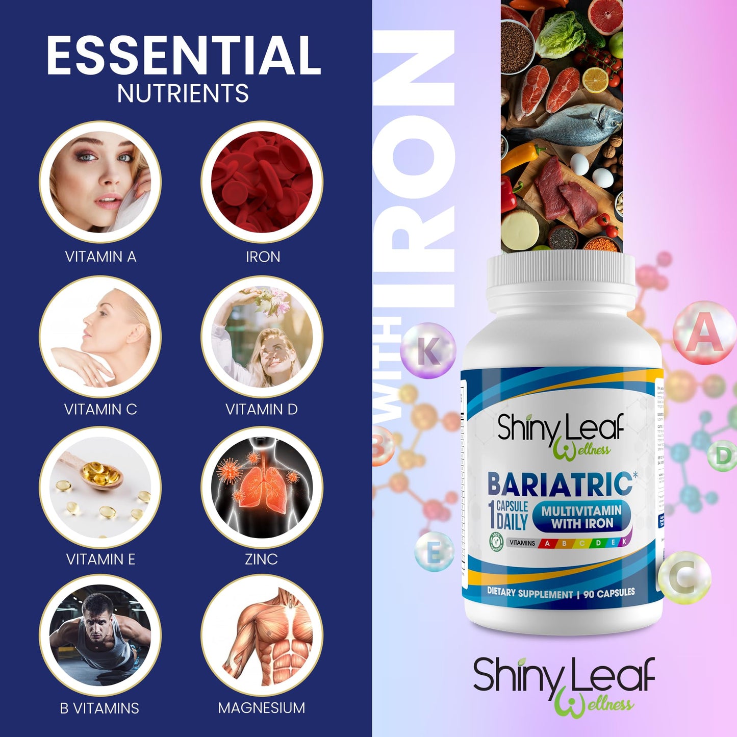 Contenido del multivitamínico bariátrico Shiny Leaf