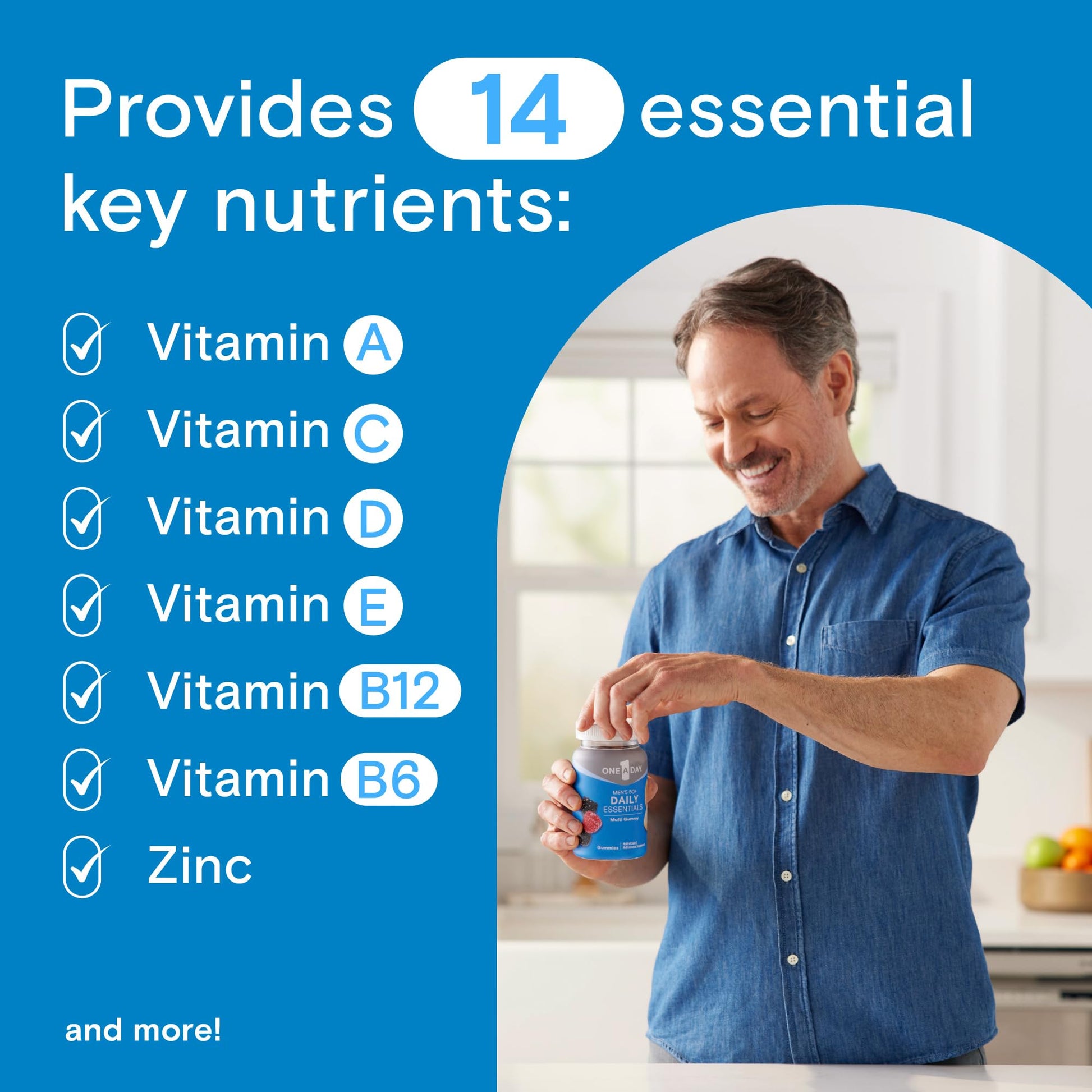 Contenido de nutrientes esenciales en gomitas multivitamínicas.