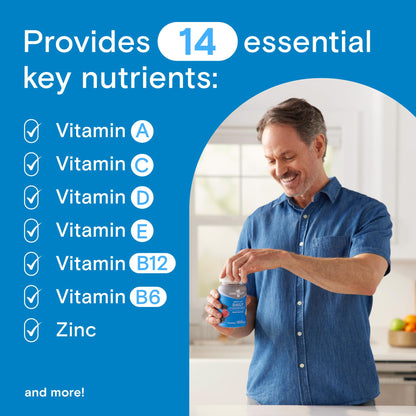 Contenido de nutrientes esenciales en gomitas multivitamínicas.