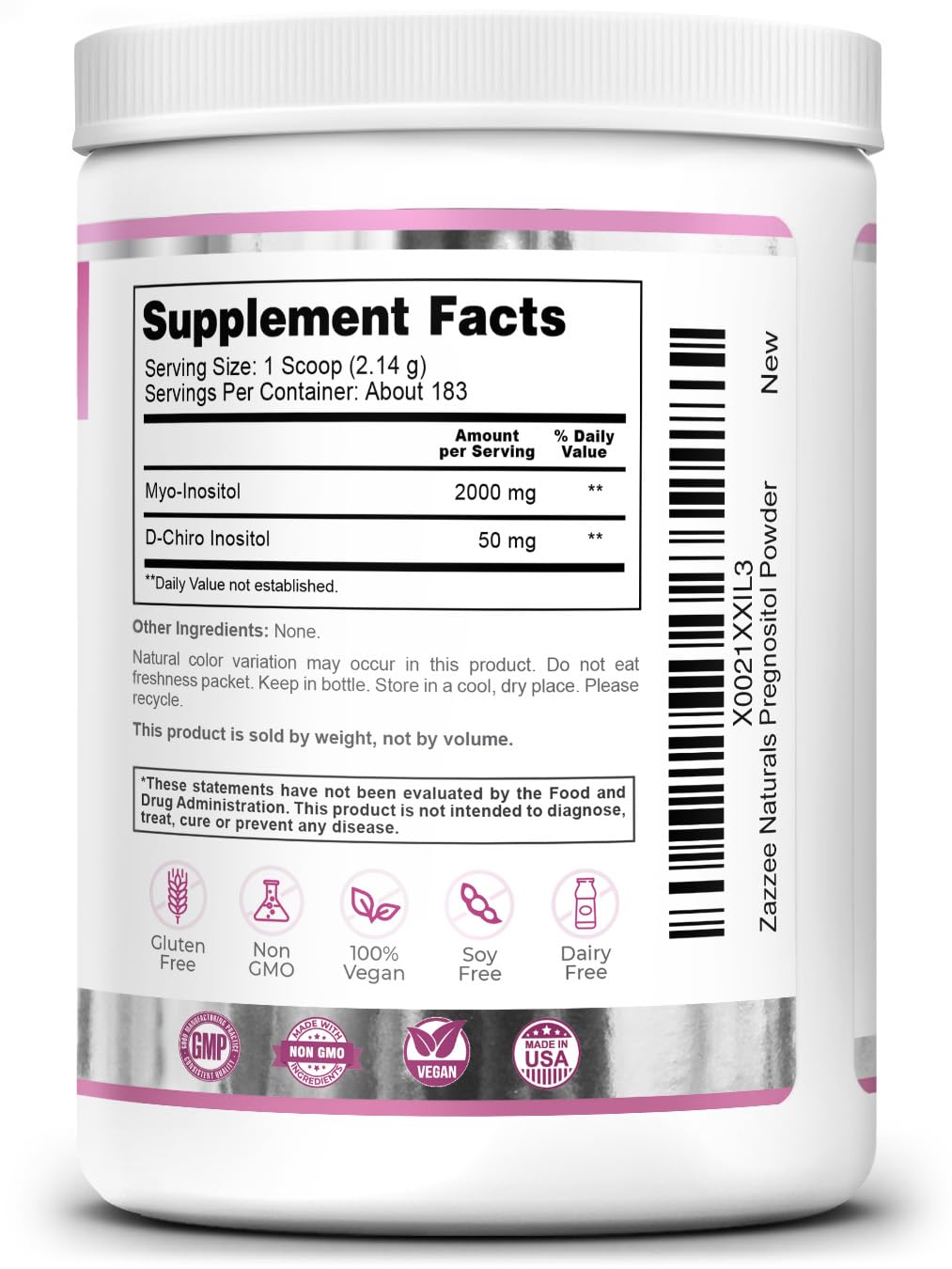 Contenido PREGNOSITOL polvo fertilidad 40-1 natural
