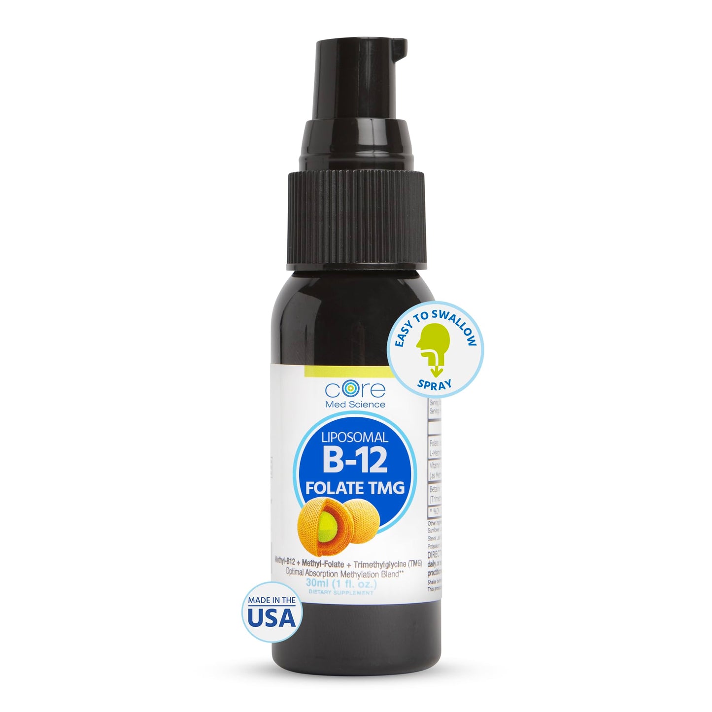 Core Med Science spray liposomal b12 folato tmg 1 fl oz 30 porciones