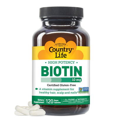 Country Life biotina alta potencia cápsulas frasco 120 unidades