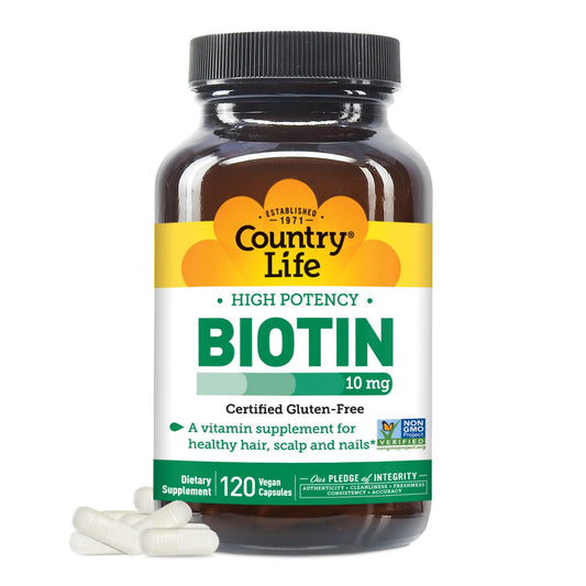Country Life biotina alta potencia cápsulas frasco 120 unidades