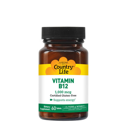 Lado paquete Country Life vitamina B12 vegana