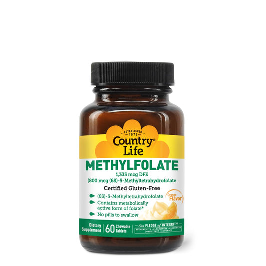 Country Life tabletas masticables methylfolate sabor naranja