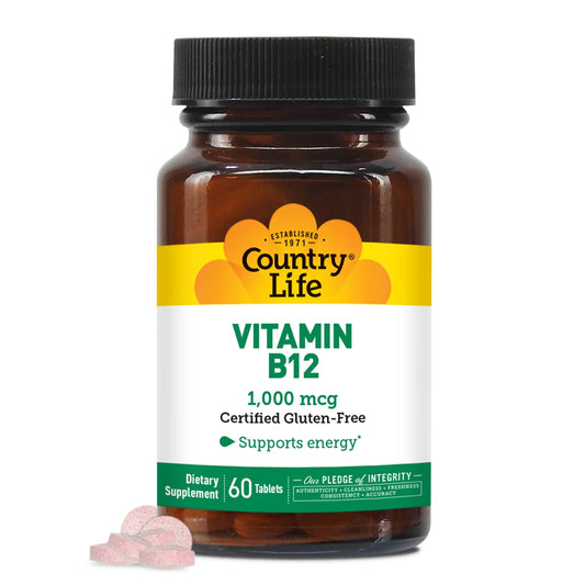 Country Life vitamina B12 vegana 60 tabletas envase