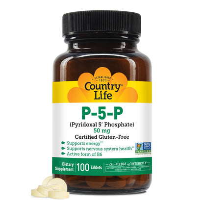 Country Life Vitamina B6 P-5-P suplemento 100 cápsulas envase frontal