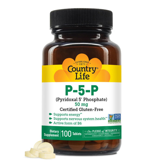 Country Life Vitamina B6 P-5-P suplemento 100 cápsulas envase frontal