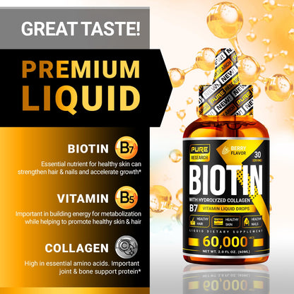 Crecimiento capilar con biotina y colágeno líquido de Pure Research