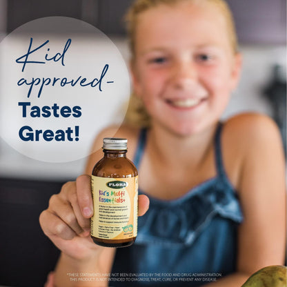 Multivitamínico Flora infantil promoviendo crecimiento saludable en la cocina