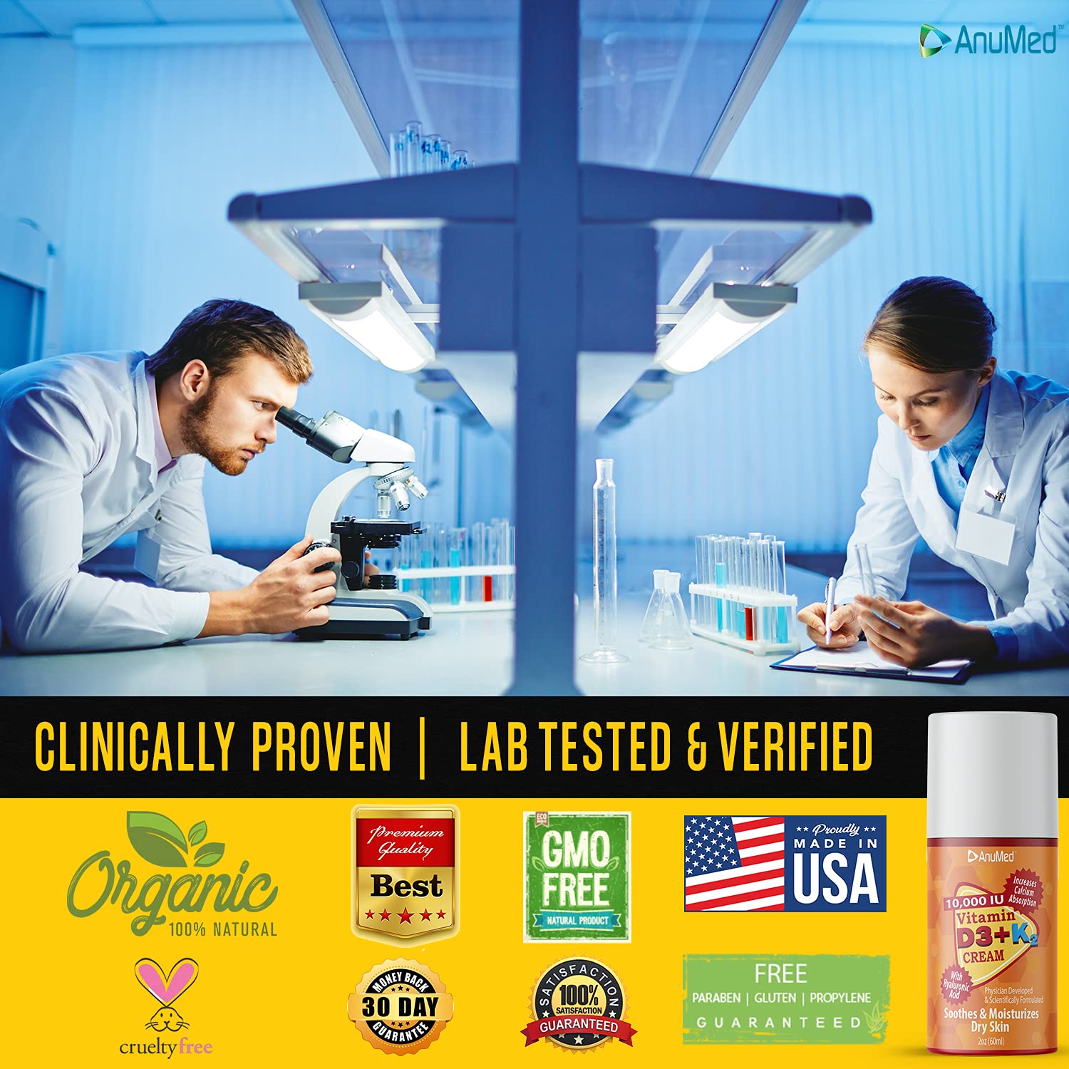 Crema Anumed vitamina D3 K2 caja y tubo