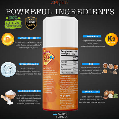 Crema Anumed vitamina D3 K2 tubo y envase
