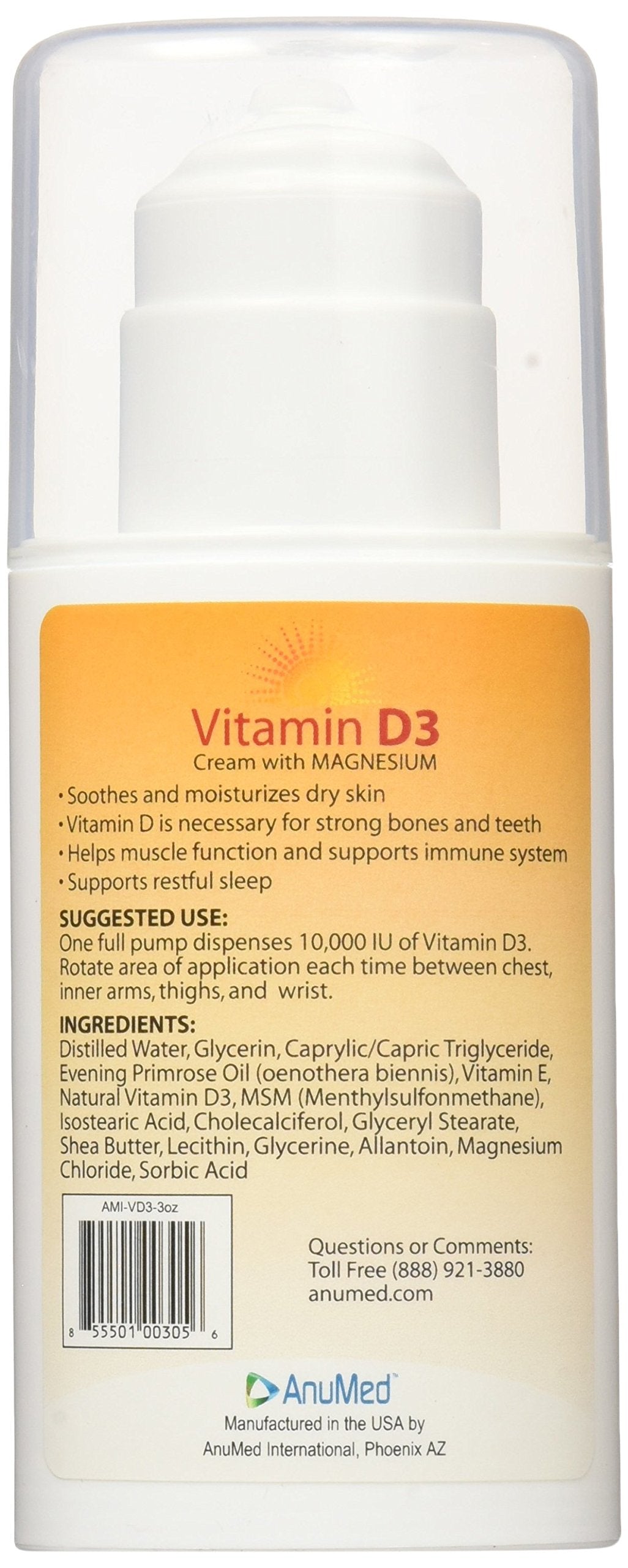 Crema tópica ANUMED vitamina d3 frasco lateral