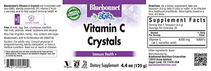 Cristales de vitamina c Bluebonnet sin gluten vegano
