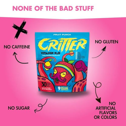 Critter bebida rosa sin azúcar ni sabores artificiales para niños