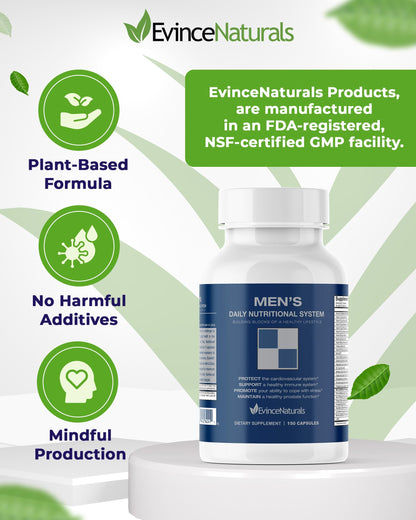 Cuidado integral masculino con multivitamínico EvinceNaturals.