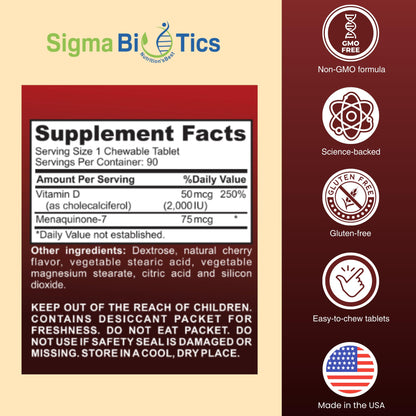 D3 y K2 suplemento para huesos SigmaBiotics