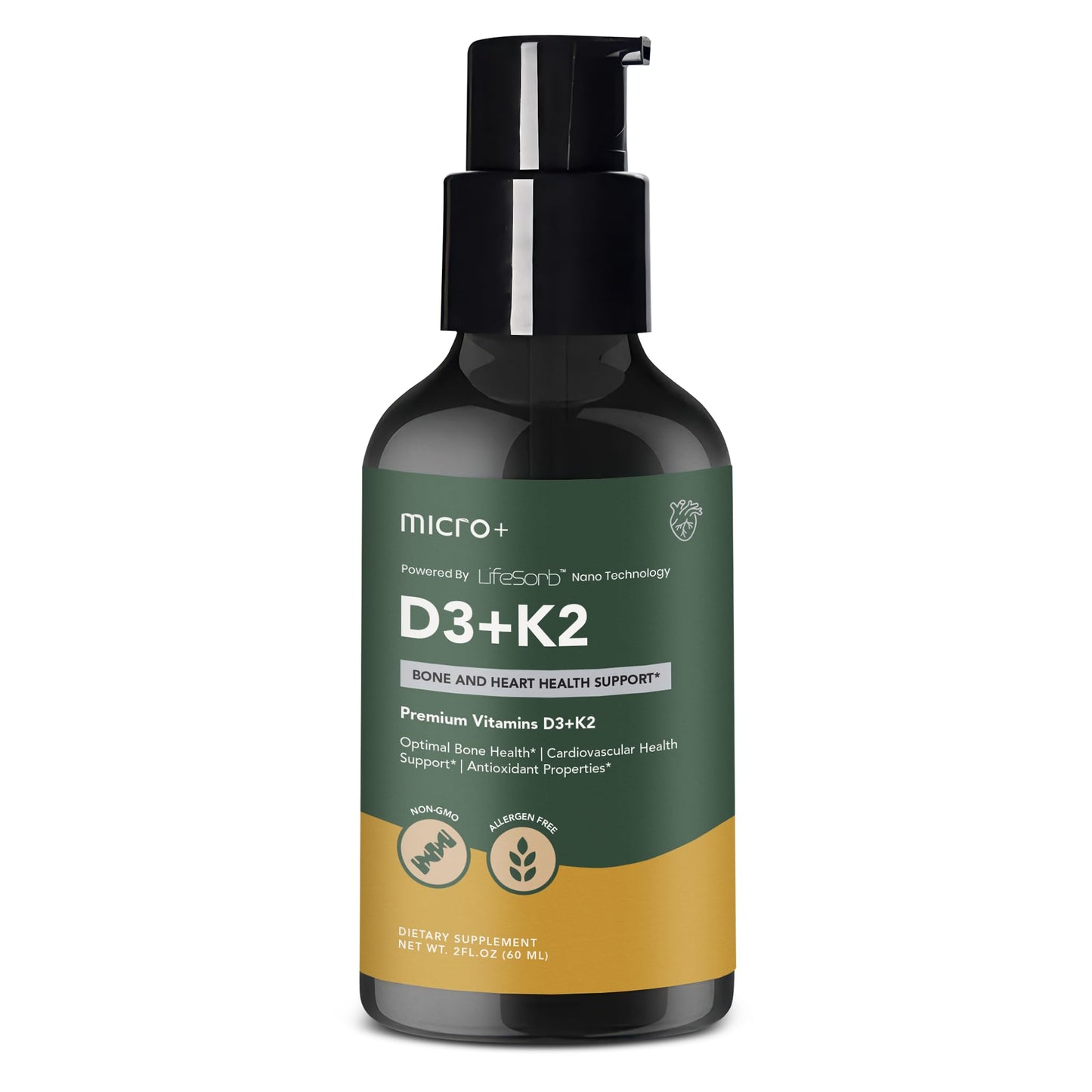D3K2+ Micro Plus Health suplemento vitamina D3 K2 frasco