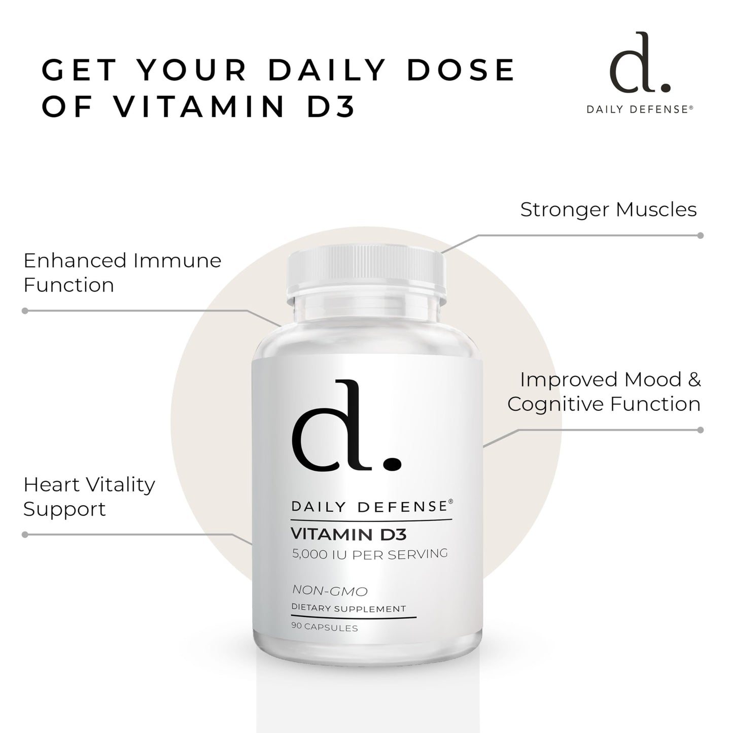 Daily Defense vitamina D3 cápsulas para salud y energía