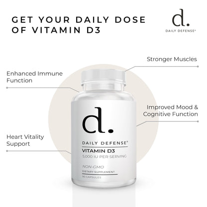 Daily Defense vitamina D3 cápsulas para salud y energía