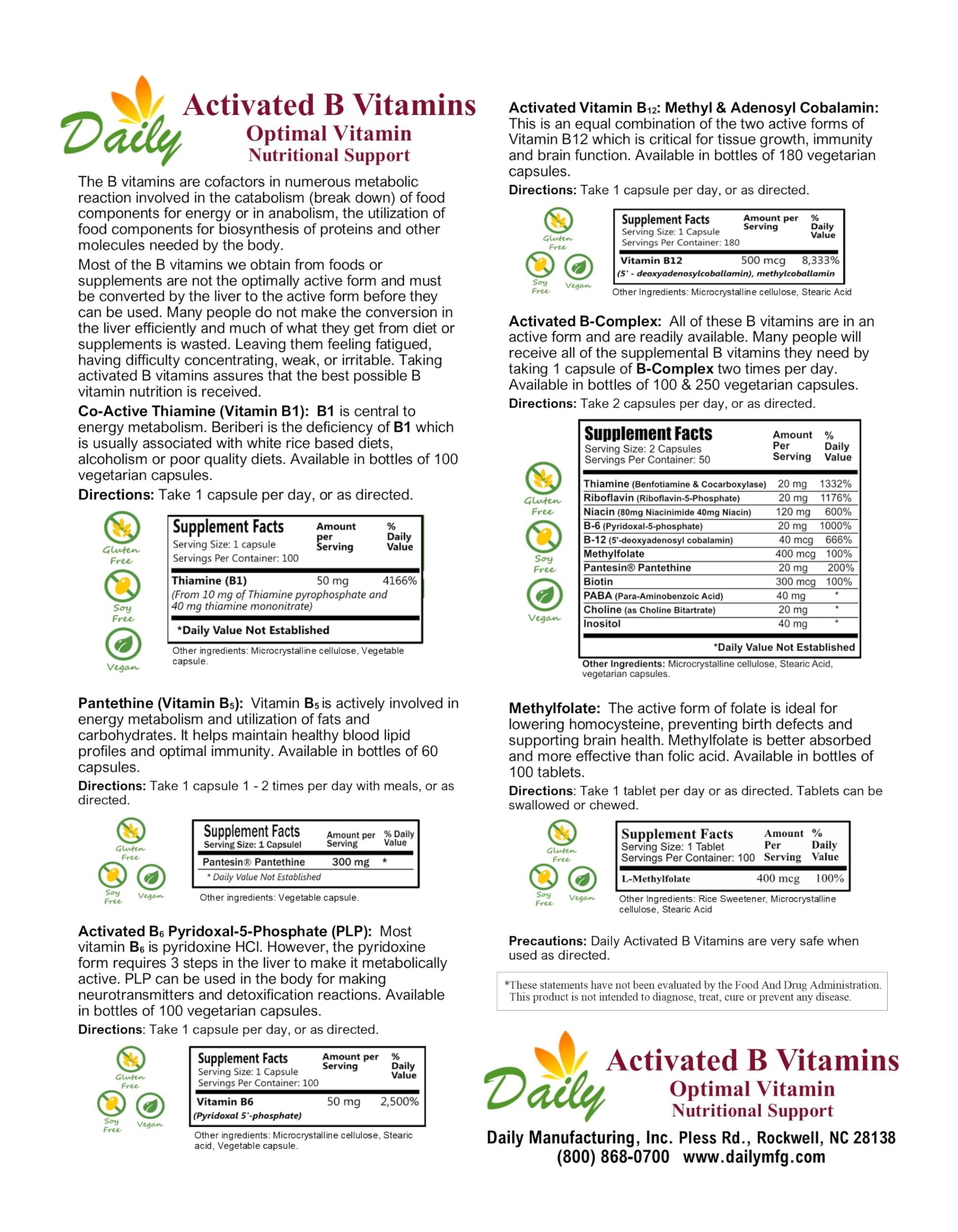 Daily Manufacturing Pantesin Pantetina suplemento vitamina b5