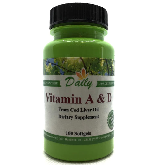 Frasco de vitaminas A y D - Daily Manufacturing