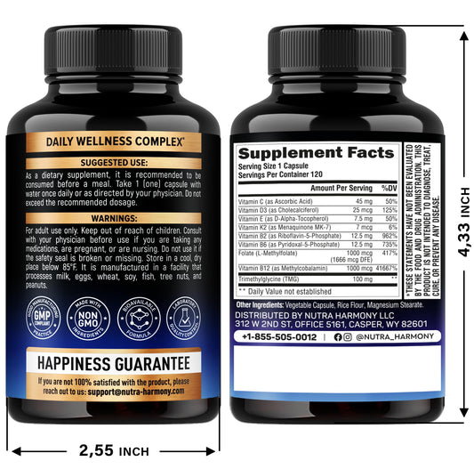 datos nutricionales ácidos lipoicos multivitaminas nutraharmony