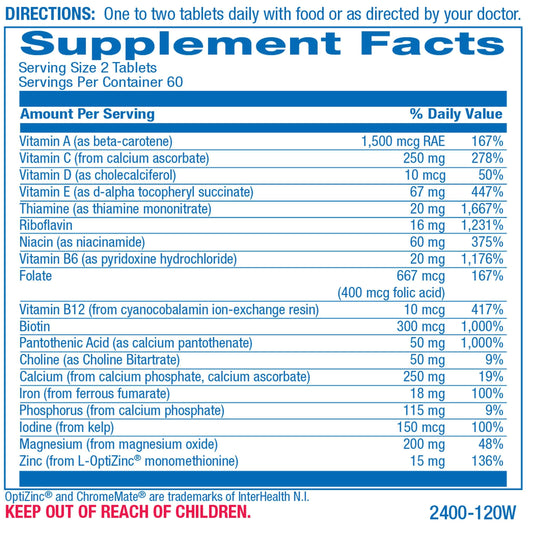 Datos nutricionales del suplemento AVED-Multi