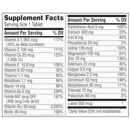 Datos de suplemento de Centrum Silver