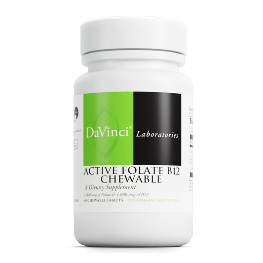 DAVINCI Labs ácido fólico b12 suplemento masticable 60 tabletas