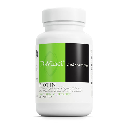 Botella DAVINCI Labs Biotina 60 cápsulas para piel y cabello