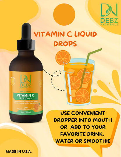 Detalle botella Debz Naturals vitamina c gotas líquidas