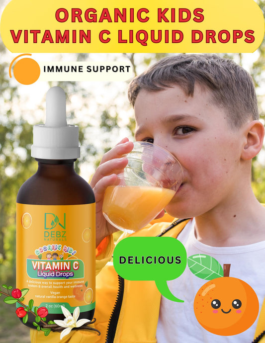 Envase Debz Naturals gotas vitamina c vegano y orgánico para niños