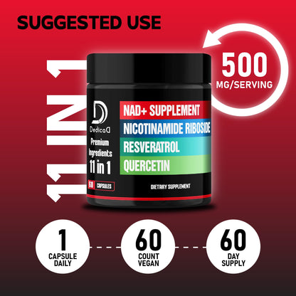 DEDICAD suplemento NAD+ 11 ingredientes para energía y longevidad