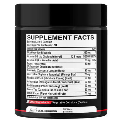 DEDICAD suplemento NAD+ apoyo celular resveratrol quercetina