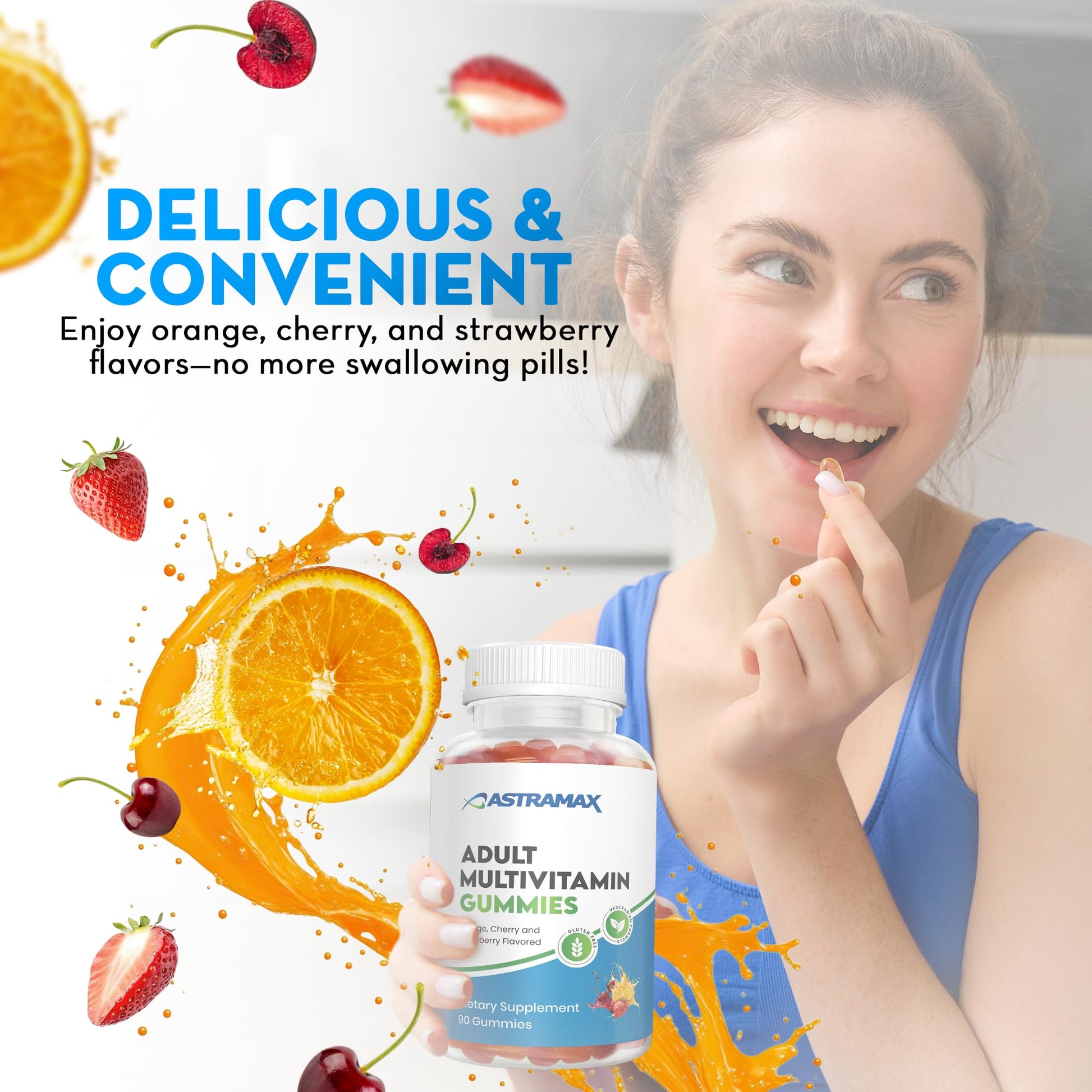 Deliciosas gomitas multivitamínicas Astramax sabor frutas.