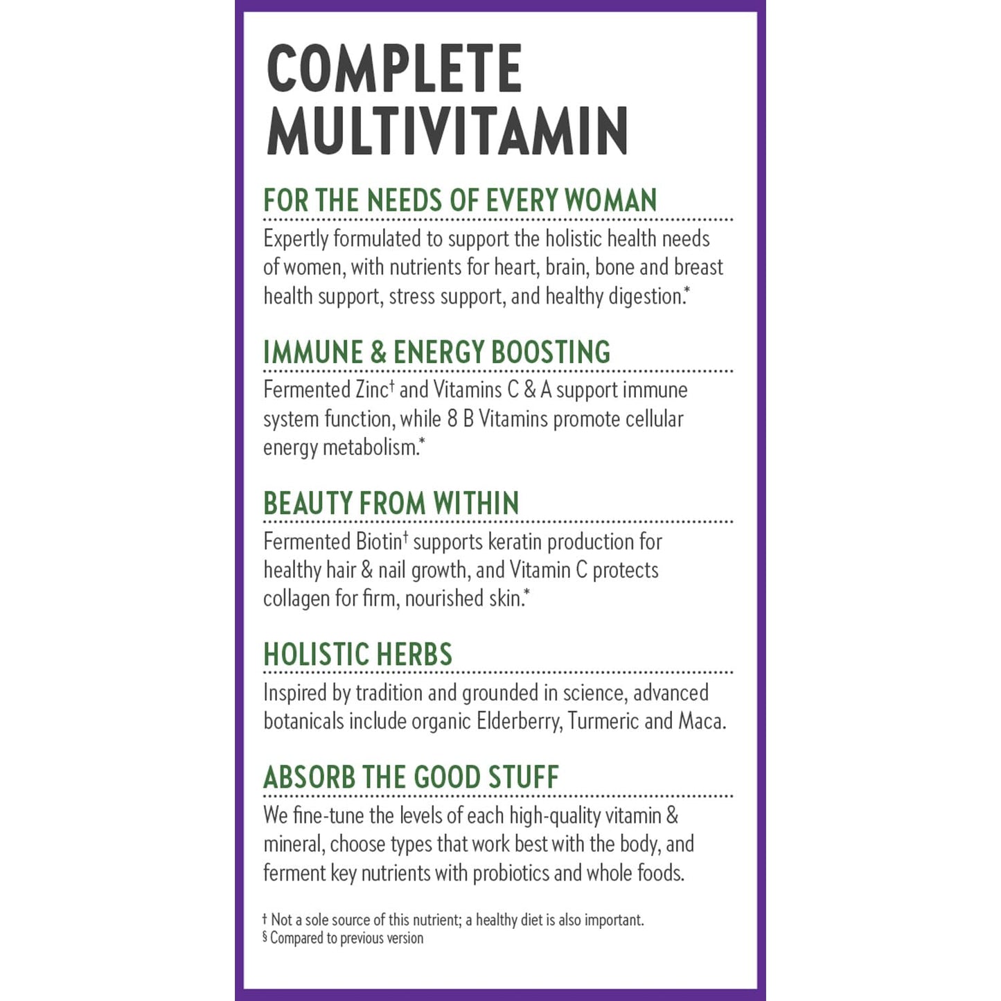 Descripción de las multivitaminas completas para mujeres