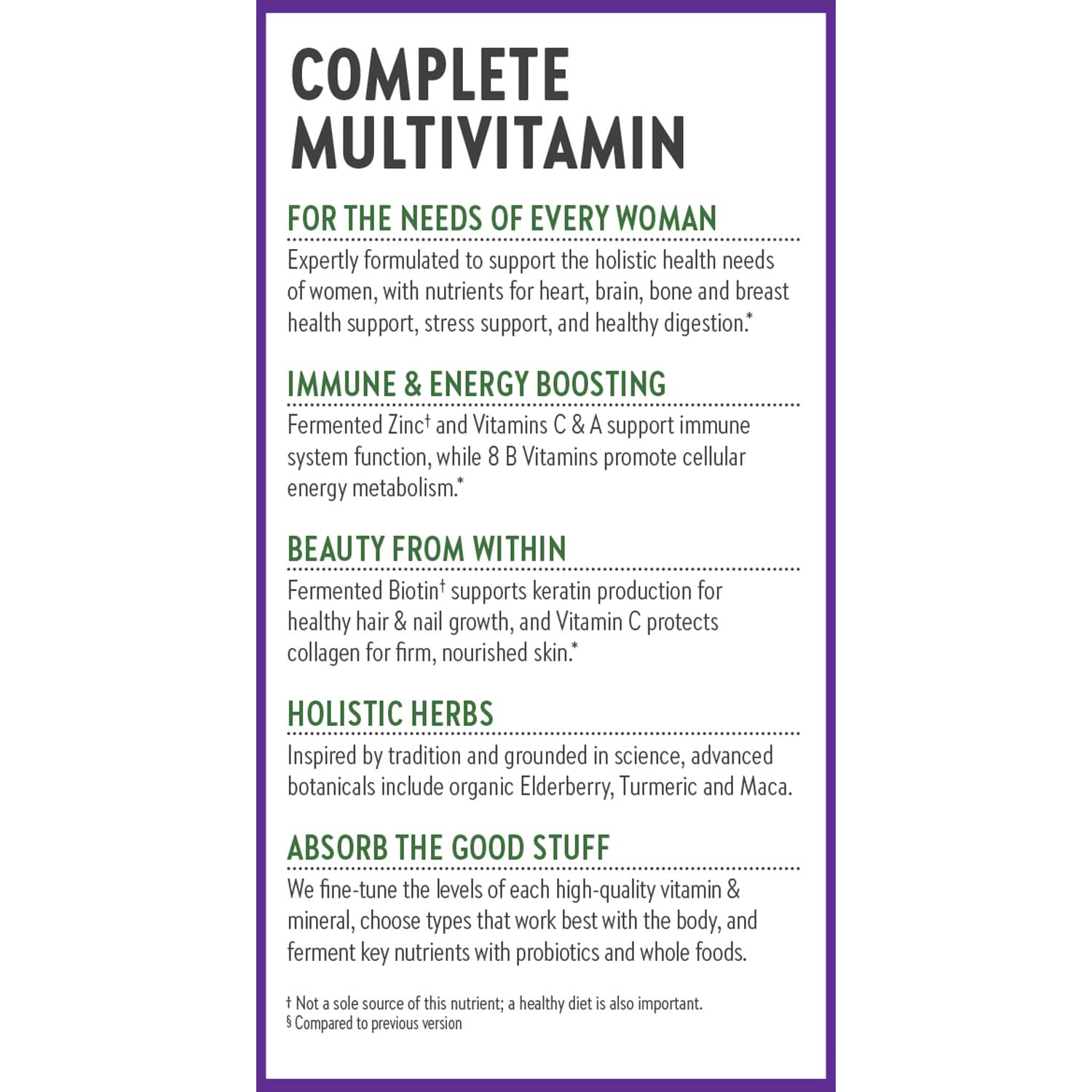 Descripción de las multivitaminas completas para mujeres
